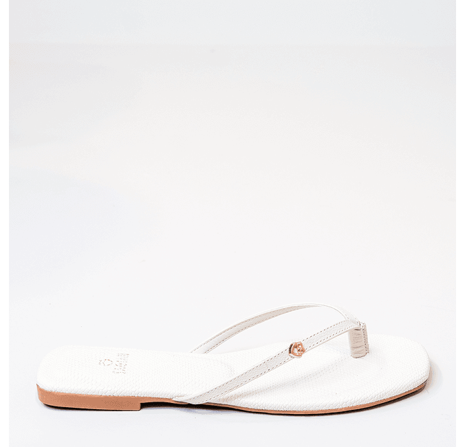 Sandália Rasteira Off White em Couro