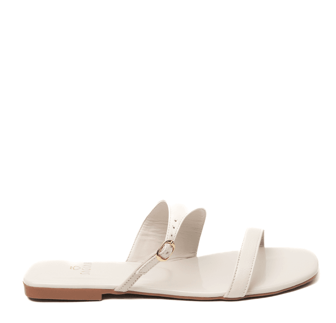 Sandália Rasteira Off White Couro