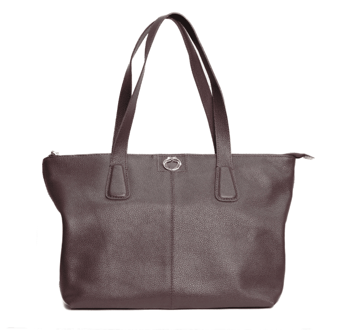 Bolsa Shopping Marrom Couro Grande