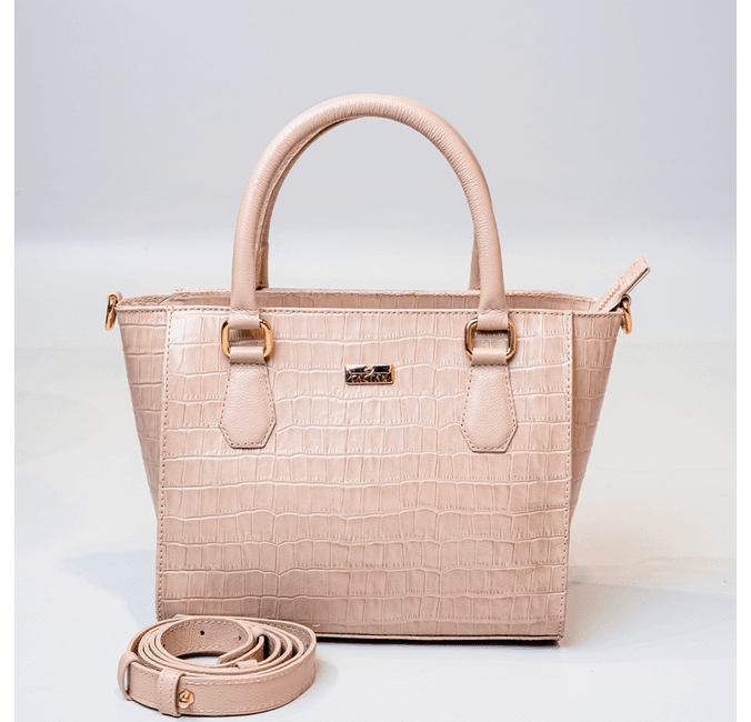Bolsa Tote Croco Bege Couro