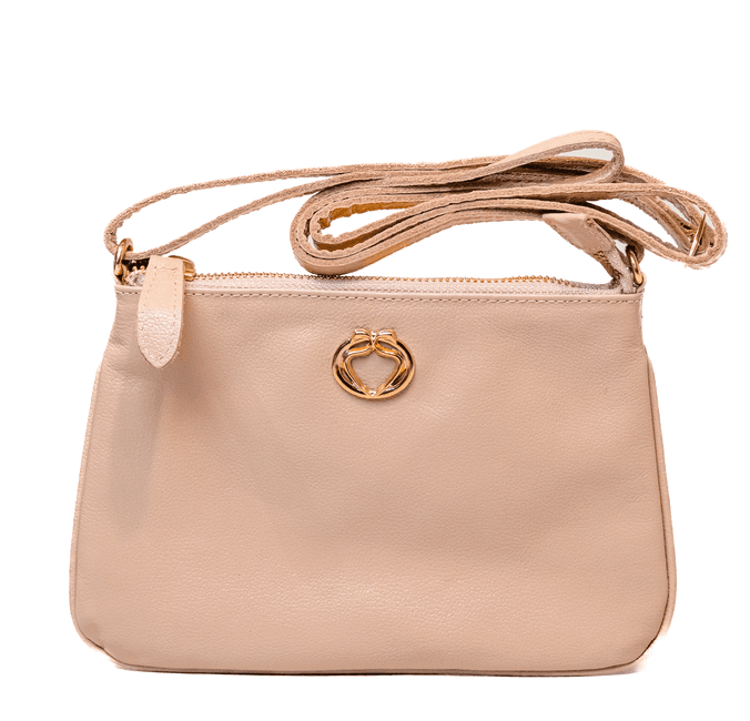 Bolsa Tiracolo Bege Couro