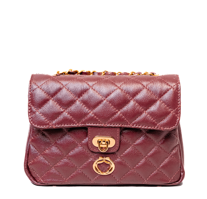 Bolsa Tiracolo Vinho Couro Matelassê Média Tati