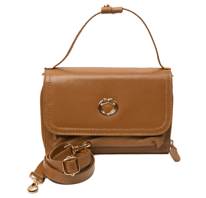 Bolsa Caramelo Tiracolo Couro Jana Pequena