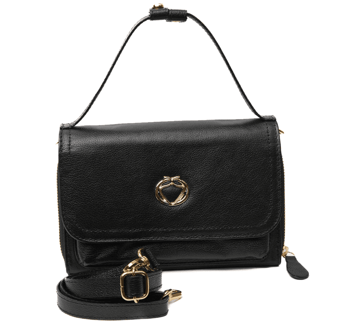 Bolsa Preta Tiracolo Couro Jana Pequena