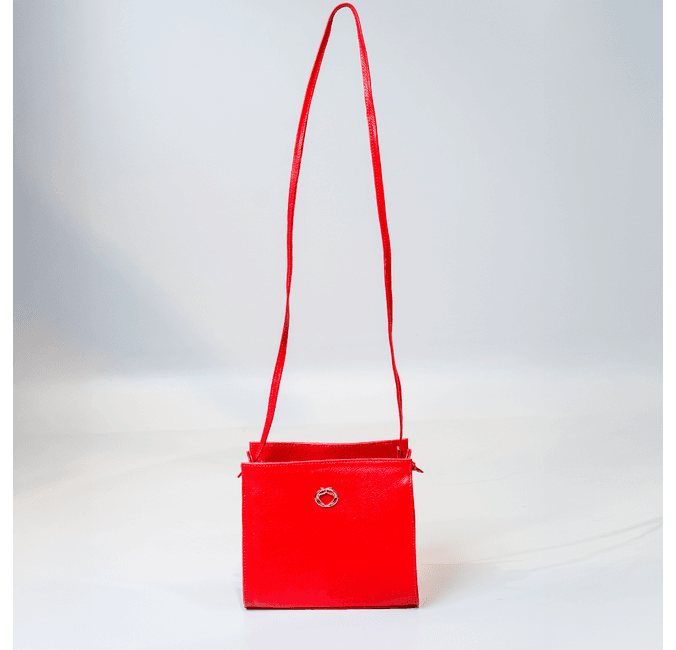 Bolsa Tiracolo Vermelho Em Couro 