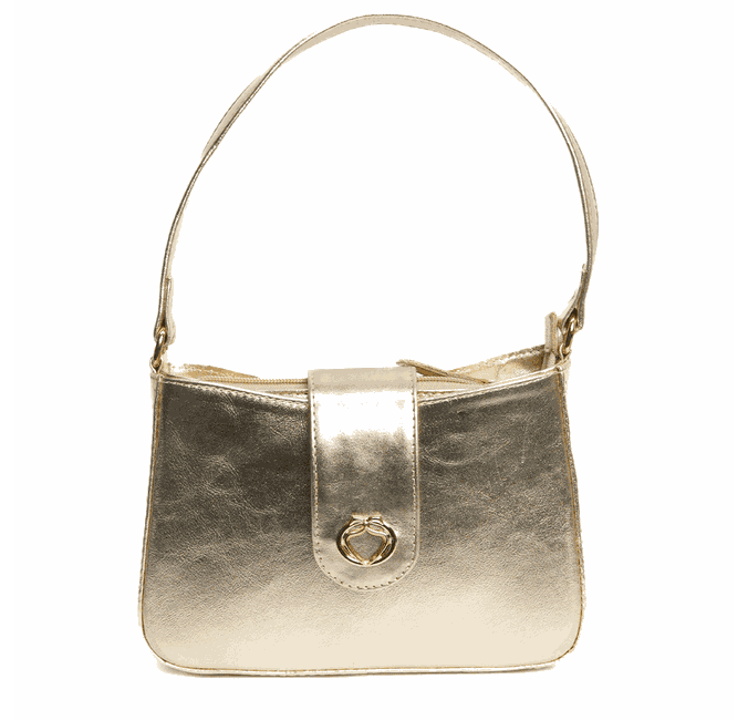 Bolsa Tiracolo Dourada em Couro Pequena Mari