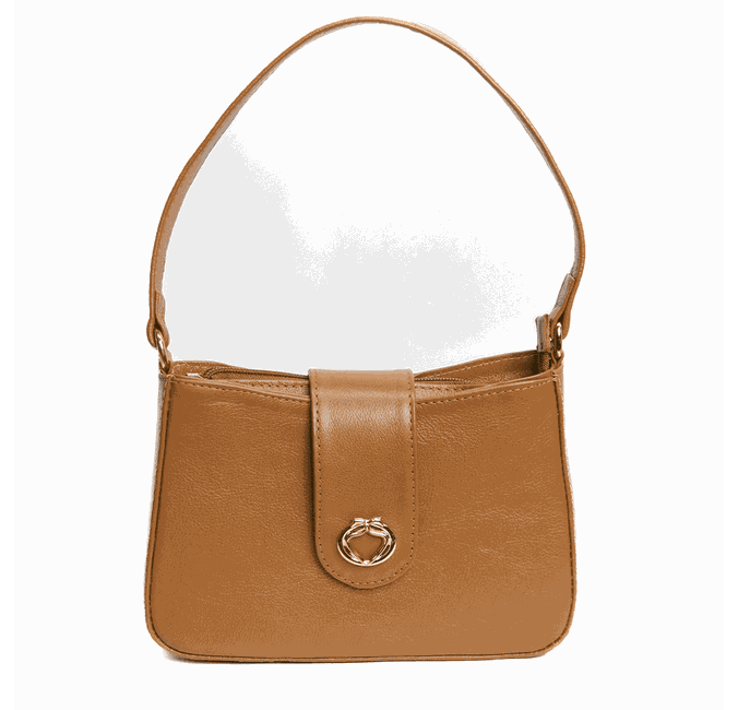 Bolsa Tiracolo Caramelo em Couro Pequena Mari