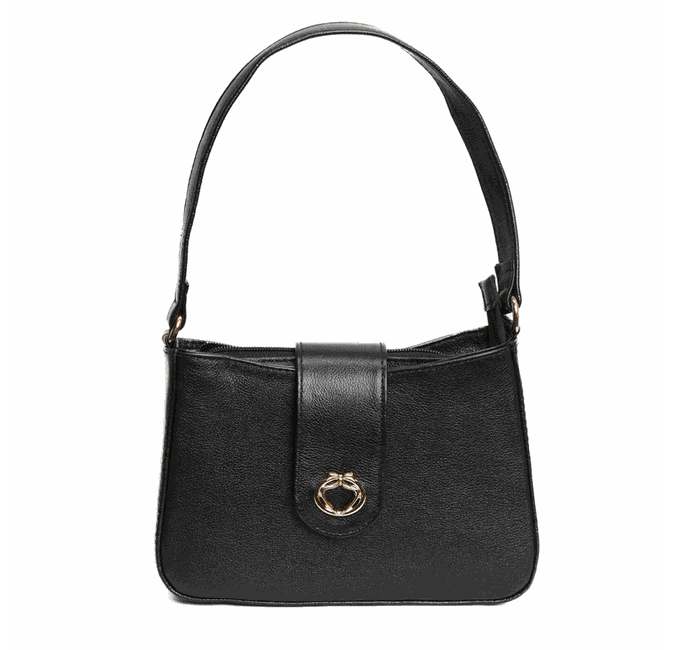Bolsa Tiracolo Preta em Couro Pequena Mari
