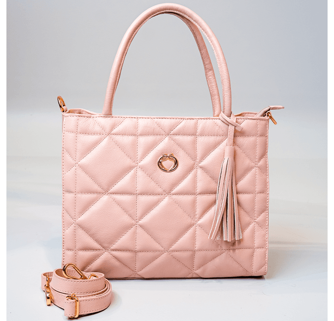 Bolsa Tote Bege Couro Metalassê