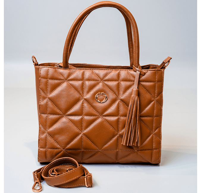 Bolsa Tote Caramelo Couro Metalassê