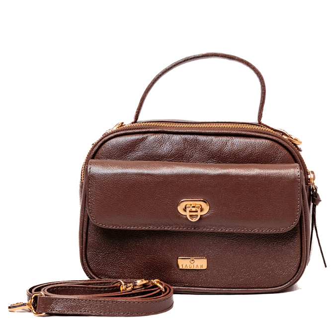 Bolsa Tiracolo Marrom Couro Mikaele