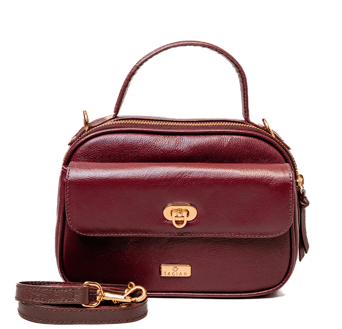 Bolsa Tiracolo Vinho Couro Mikaele