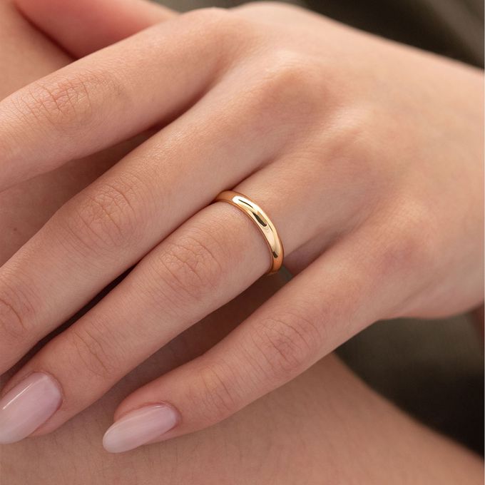 Aliança de Casamento em Ouro 3mm Abaulado Elevado Bombé - Par