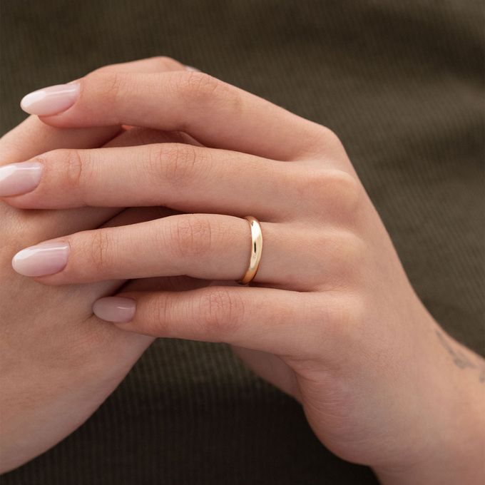 Aliança de Casamento em Ouro 3mm Abaulado Elevado Bombé - Par