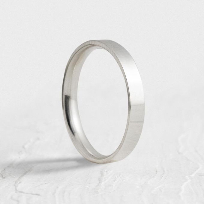  Aliança de Namoro em Prata esterlina 925 3mm Reta Classic - Par