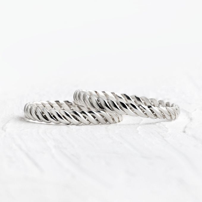 Aliança de Namoro em Prata esterlina 3mm Trançado Freya - Par