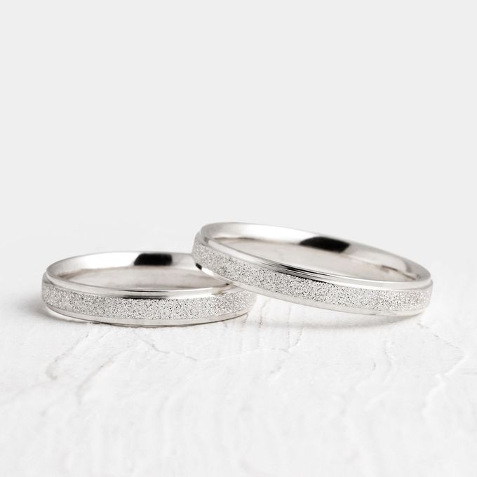 Aliança de Namoro em Prata esterlina 925 3mm diamantado Vênus - Par