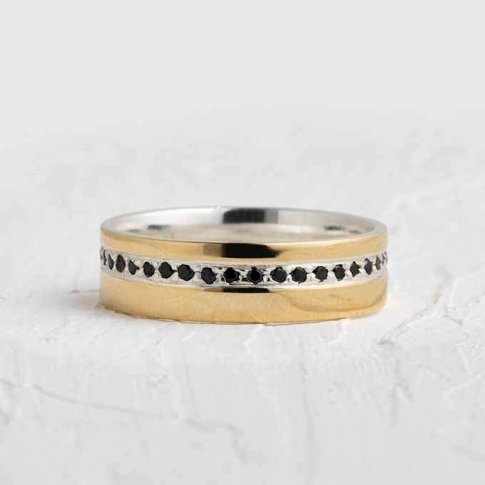Aliança de Noivado Casamento Revestida em Ouro 5mm Cravação Eclipse - Par