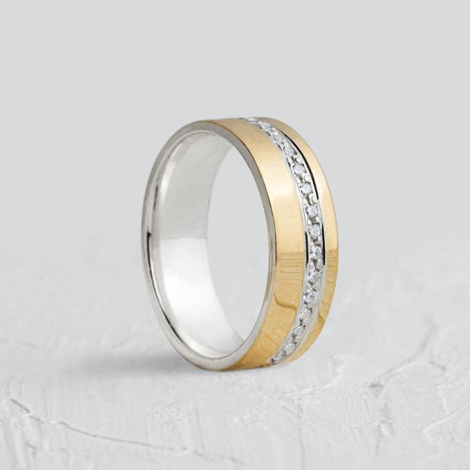 Aliança de Noivado Casamento Revestida em Ouro 5mm Cravação Eclipse - Par