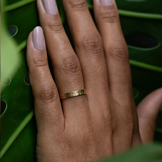 Aliança Personalizada em Ouro 18k Flora 3mm - Unidade