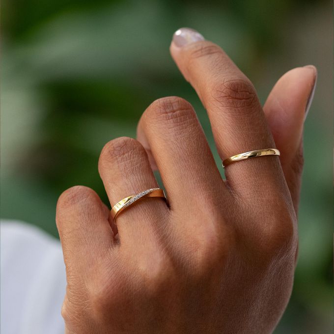 Aliança de Casamento em Ouro Eternal Cravejada 3mm - Unidade