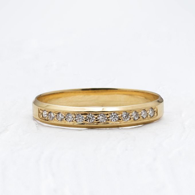 Aliança de Casamento em Ouro 3mm Pedras Chanfrado Helena - Unidade 