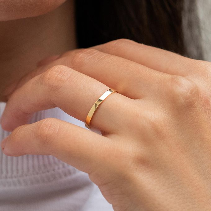 Aliança de Casamento em Ouro 2mm Reta Mônaco - Par