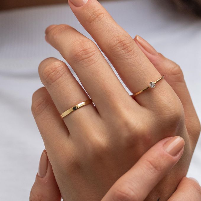 Aliança de Casamento em Ouro 2mm Reta Mônaco - Par