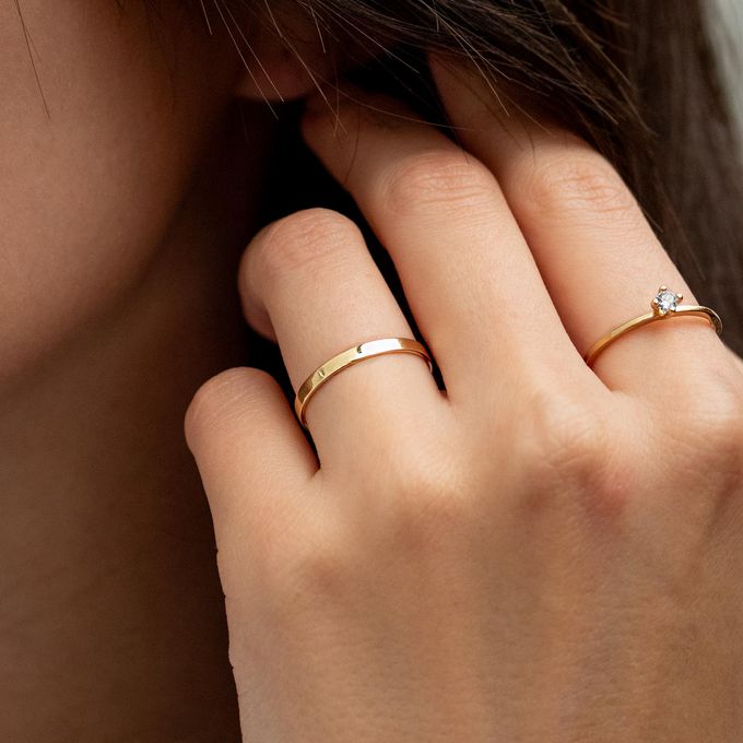 Aliança de Casamento em Ouro 2mm Reta Mônaco - Par