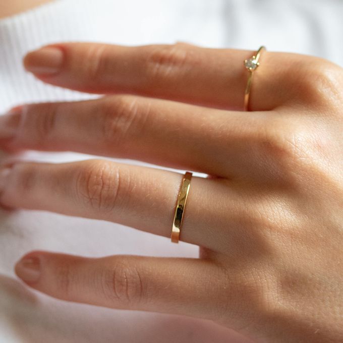 Aliança de Casamento em Ouro 2mm Reta Mônaco - Par