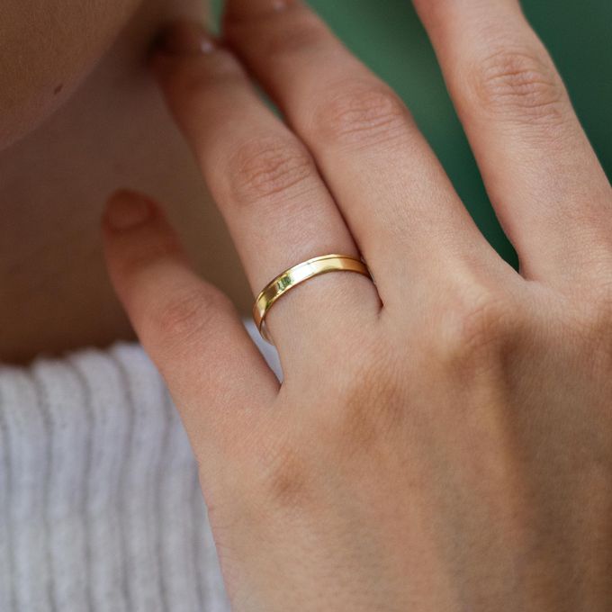 Aliança de Casamento em Ouro 3mm Reta Friso Português - Par