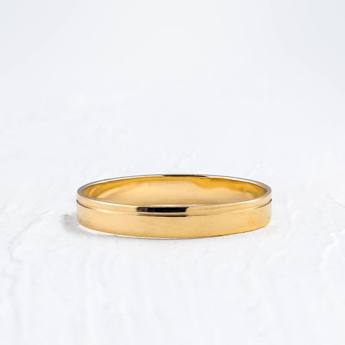 Aliança de Casamento em Ouro 3mm Reta Friso Português - Par