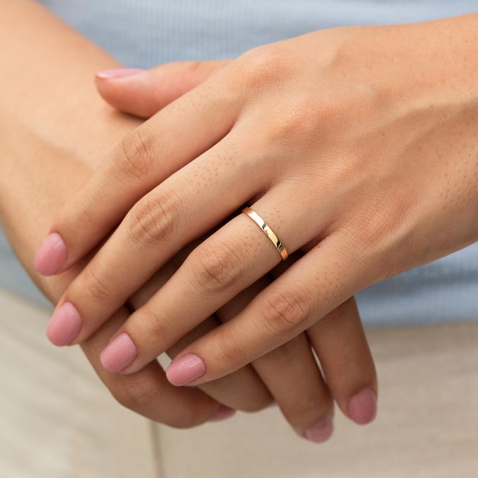 Aliança de Casamento em Ouro 2mm Reta Mônaco - Par