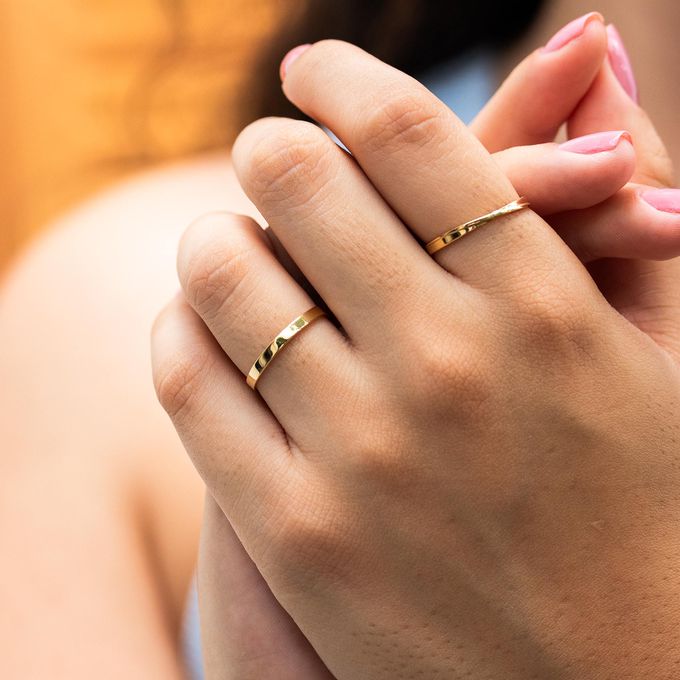 Aliança de Casamento em Ouro 2mm Reta Mônaco - Par