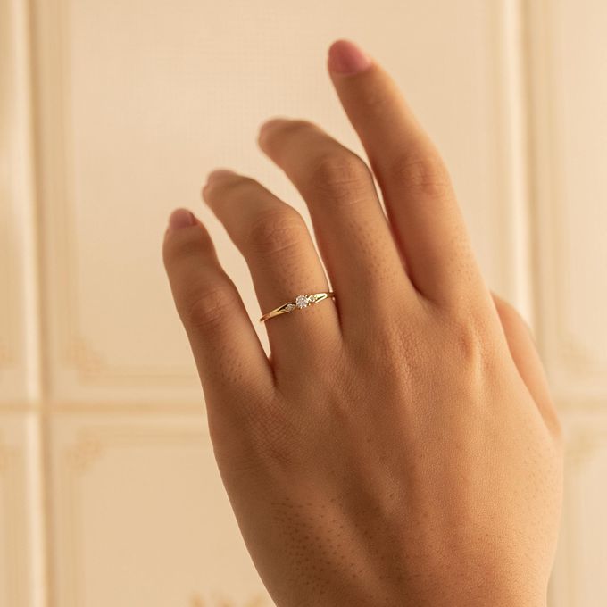 Anel de Noivado Ouro Solitário Valentina Celeste