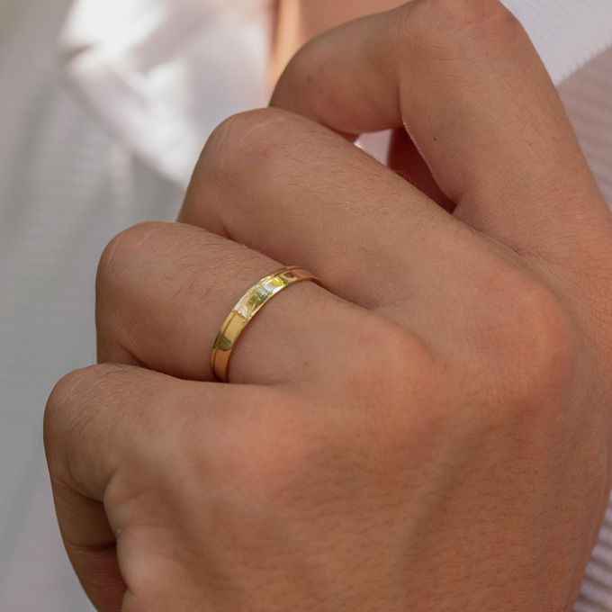 Alianças de Casamento em Ouro 3mm Português e Anel Solitário Ciel - Combo