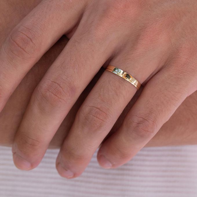 Alianças de Casamento em Ouro 3mm Português e Anel Solitário Ciel - Combo