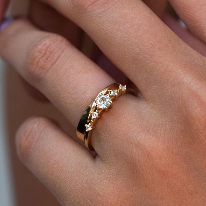 Aliança de Casamento em Ouro Eternal 3mm e Anel Solitário Elanor - Conjunto