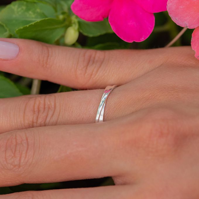 Aliança de Namoro em Prata esterlina 925 3mm Curvas - Par