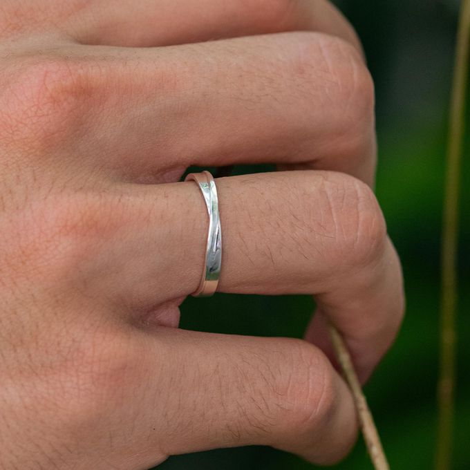 Aliança de Namoro em Prata esterlina 925 3mm Curvas - Par