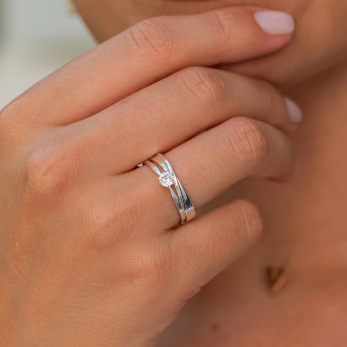 Aliança de Namoro em Prata esterlina 925 3mm Curvas - Par