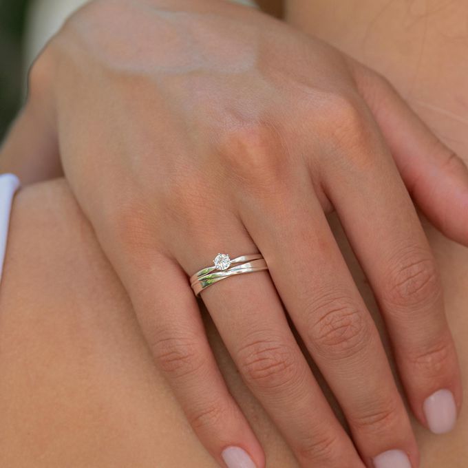 Aliança de Namoro em Prata esterlina 925 3mm Curvas - Par