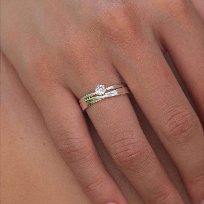 Aliança de Namoro em Prata esterlina 925 3mm Curvas - Par