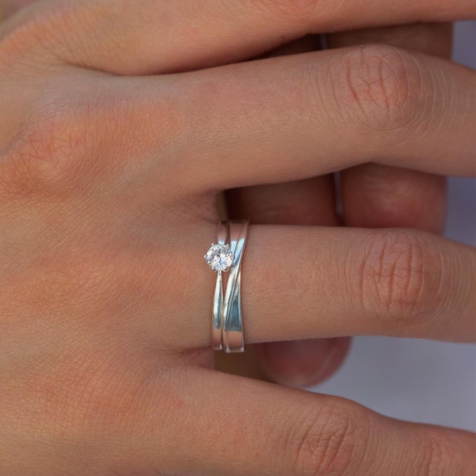 Aliança de Namoro em Prata esterlina 925 3mm Curvas - Par