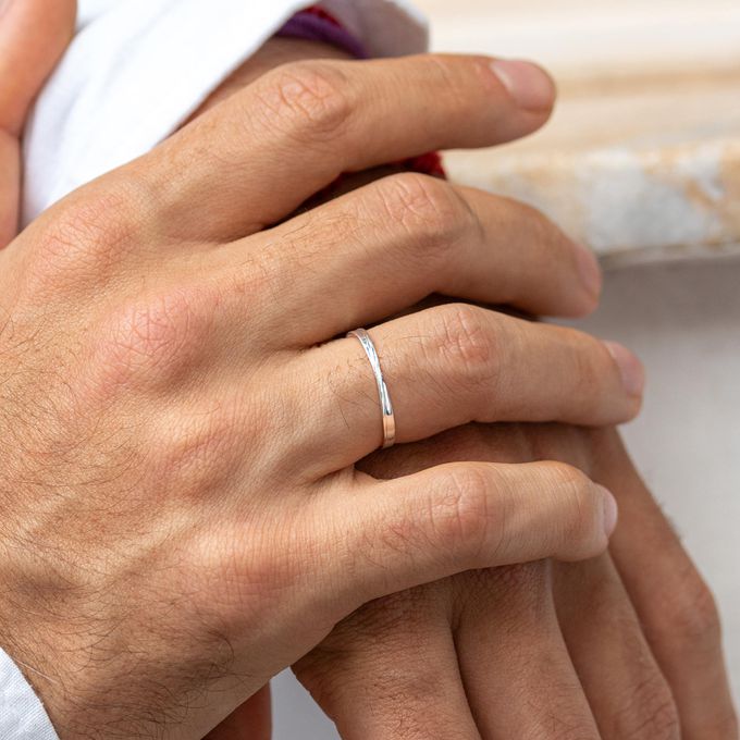 Aliança de Namoro Prata Esterlina 925 2mm Curvas - Par