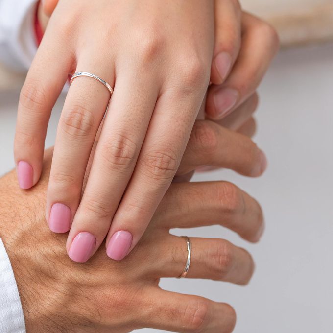 Aliança de Namoro Prata Esterlina 925 2mm Curvas - Par