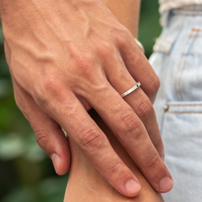 Aliança de Namoro em Prata esterlina 925 2mm Reta Mônaco - Unidade