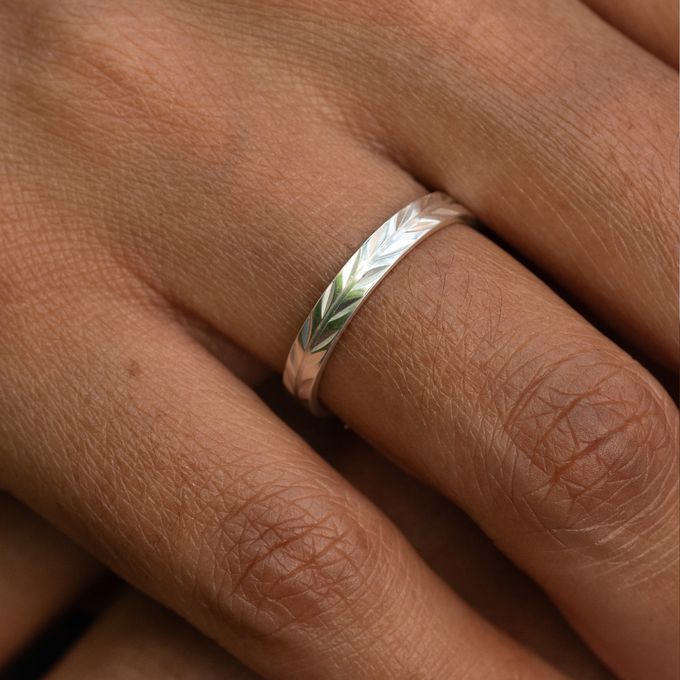  Aliança de Namoro em Prata esterlina 925 3mm Frisos Gregos Olimpo - Par