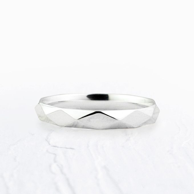 Aliança de Namoro Prata esterlina 925 3mm Facetas Trabalhadas Prisma - Unidade