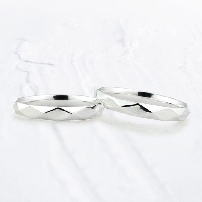 Aliança de Namoro Prata esterlina 925 3mm Facetas Trabalhadas Prisma - Par